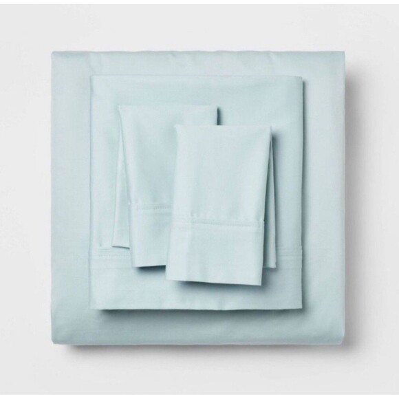 Queen Solid Performance 400 Thread Count Sheet Set Light Blue - Threshold - Picture 1 of 6